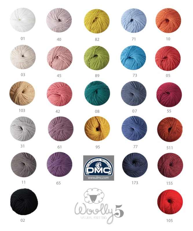 DMC Woolly 5 Knitting Crochet Yarn 100% Merino Wool 50g